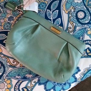 Mint Green Leather Clutch